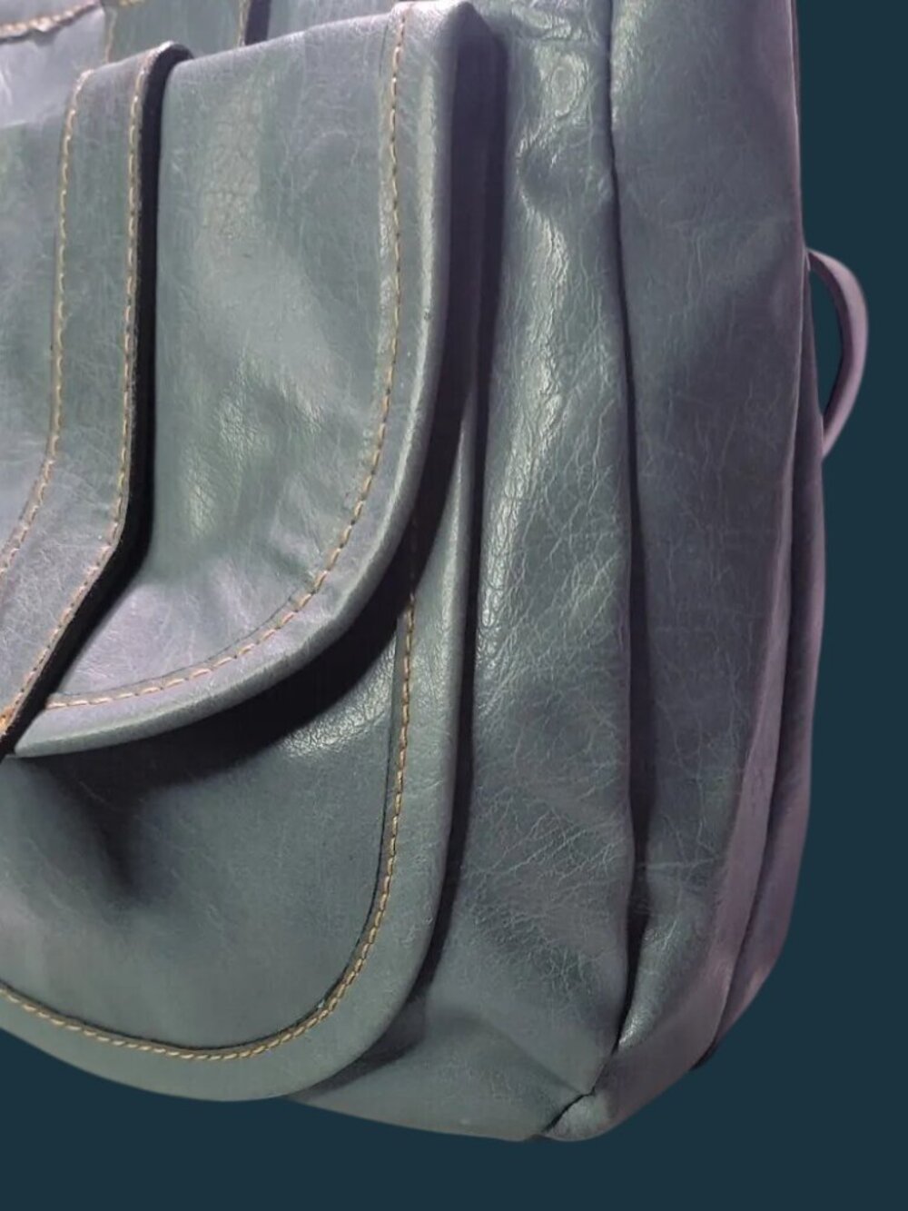 Liz & Co Vintage Blue Utility Satchel Double Handle Shoulder Bag Pocket Y2K - Picture 3 of 12